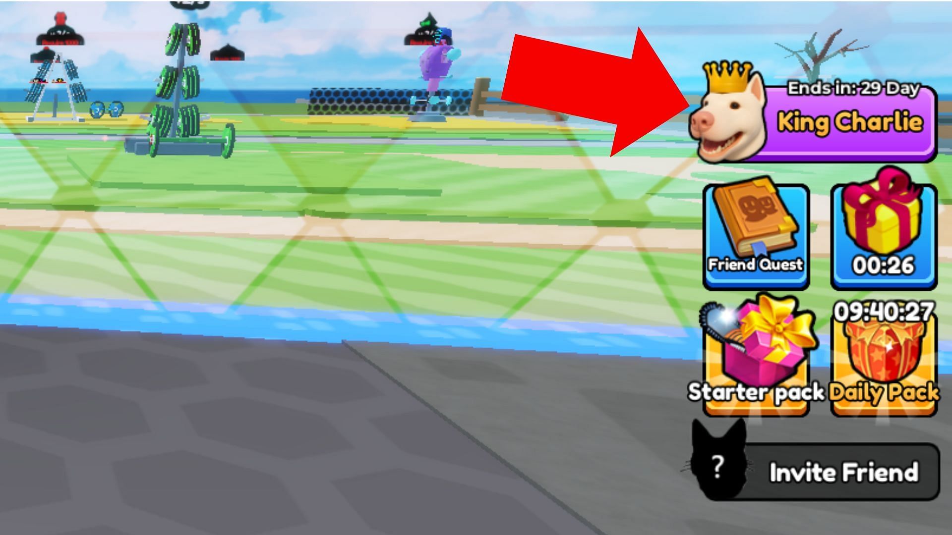 Press the indicated tab to access the event (Image via Roblox)